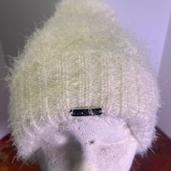 Calvin Klein Accessories - Calvin Klein Women's‎ Cream Fuzzy Pom Pom Winter Beanie Hat